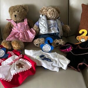 BUNDLE of 2 vintage Build-A-Bear with four brand new outfits